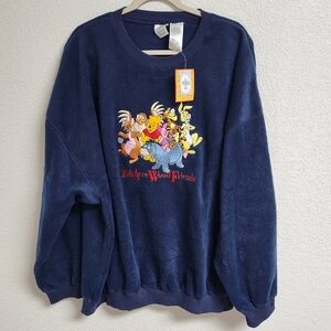 NWT Navy Disney Store Winnie The Pooh Fleece Size XXL Oversized Vintage Y2K